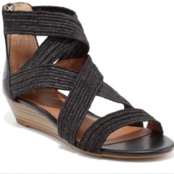 Lucky Brand Shoes - Lucky Brand black woven wedge sandals size 8